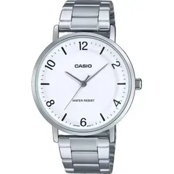 Casio MTP-VT03D-7B Herrenuhr – Elegante Quarz-Armbanduhr in Silber/Weiß - Die CASIO MTP-VT03D-7B Herrenuhr vereint stilvolles Design und Funktionalität. Mit robustem Edelstahlarmband und 30m Wasserdichtigkeit ist sie ideal für jeden Anlass und macht sich sowohl im Alltag als auch zu besonderen Anlässen hervorragend.