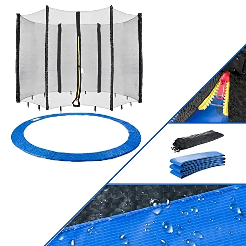 Arebos Trampolin Randabdeckung und Netz 305 cm - Trampolinzubehör für Fitness mit 20 mm starker Polsterung für höchste Sicherheit, wasserabweisend und UV-beständig für langlebigen Schutz.