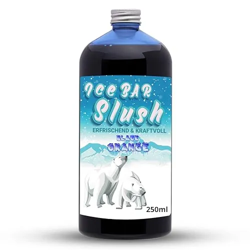 ICE Bär Sirup AZO und Glycerin Frei | 250 ml Flasche | Konzentrat für Slushy Getränke Maker Eis Slushmaschinen Eismaschinen 1:5 bis 1:20 (250 ml, Blaue Orange)