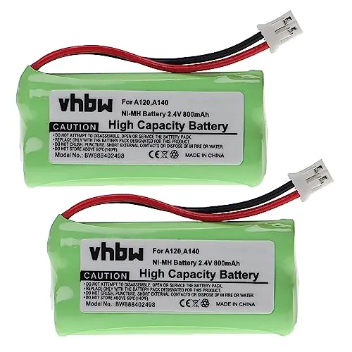 vhbw 2X Akku kompatibel mit Siemens Gigaset A12, A14, A120, A140, A140 Trio, A140 Duo schnurlos Festnetz Telefon (800mAh, 2,4V, NiMH)