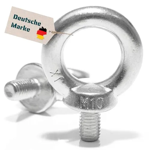 Yourkon Ringschraube | DIN 580 | Edelstahl V2A | M6 M8 M10 bis M30 | Poliert | Gegossen | für Sichere Hebeanwendungen und Befestigungen (1, M 10)