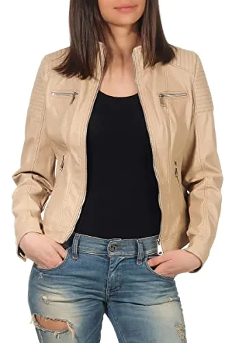 Malito Damen Jacke - Figurbetonte Kunstleder Bikerjacke mit Zipper - Funktionsjacken: Modische Bikerjacke mit lässigem Schnitt, ideal kombinierbar mit Rock oder Jeans und ausgestattet mit praktischen Reißverschlusstaschen.