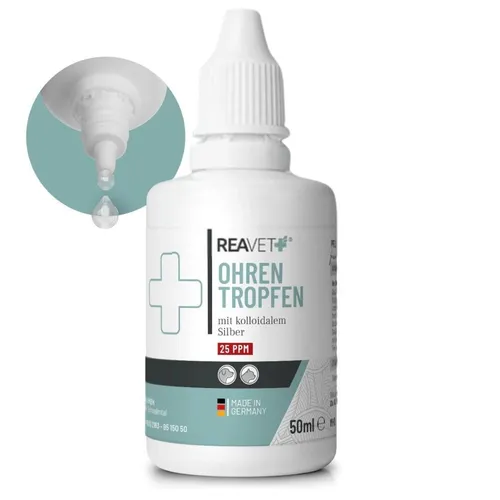 Ohrentropfen 50ml für Hunde & Katzen - Tiergesundheit: Wirksame Ohrentropfen mit kolloidalem Silber und Aloe Vera zur Reinigung und Pflege, ideal zur Vorbeugung von Ohrenentzündungen und für gesunde Gehörgänge.