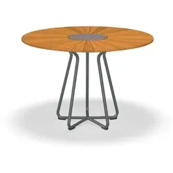 Houe Gartentisch CIRCLE Dinning Table 110cm - Wetterfester Gartentisch aus geöltem Bambus und Aluminium, ideal für Terrasse und Garten. Mit eingelassener Granitplatte für heiße Töpfe und skandinavischem Design für modernen Komfort.