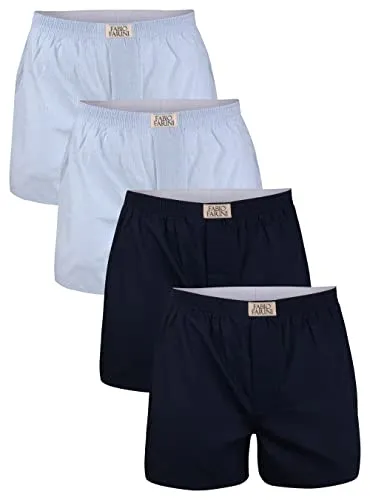 Fabio Farini - 4er Boxershorts Herren - Herren-Boxershorts aus 100% Baumwolle, atmungsaktiv und bequem. Ideal für jeden Anlass, mit elastischem Taillenbund und verdeckter Knopf-Leiste.