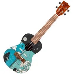 AUC-33 Two Seasons Concert Ukulele - Konzert-Ukulele mit Fichtendecke im Two Seasons-Design, Mahagonikorpus und Walnussgriffbrett. Ideal für Musikliebhaber, inkl. Gigbag für den einfachen Transport.