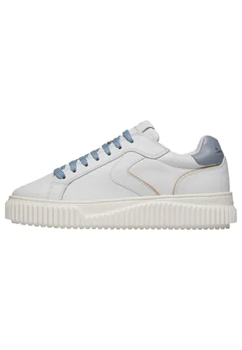 VOILE BLANCHE Sneakers aus Leder, Weiß-Hellblau 40 - Laufschuhe aus hochwertigem Leder, mit atmungsaktivem Innenmaterial und bequemer Gummisohle für optimalen Komfort und Stil.