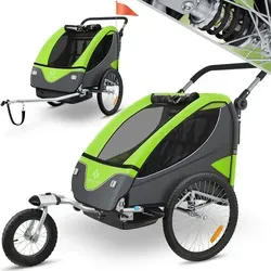KESSER Fahrradkinderanhänger 2in1 - Fahrradanhänger und Buggy in einem, 360° drehbar mit Dualfederung für maximalen Komfort, Platz für zwei Kinder und hohe Sicherheit durch 5-Punkt Gurtsystem.