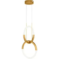 Maytoni LED Pendelleuchte Node 2-flammig - Elegante Pendelleuchte mit gold-weißer Farbgebung, fest verbauten LEDs und einer Lebensdauer von 20.000 Stunden, ideal für stilvolle Wohnräume.