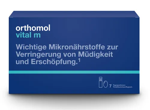 Orthomol Vital m Trinkfläschchen/Kapseln - Nahrungsergänzungsmittel zur Verringerung von Müdigkeit und Erschöpfung. Enthält wichtige Mikronährstoffe für einen normalen Energiestoffwechsel und eine gesunde Herzfunktion.