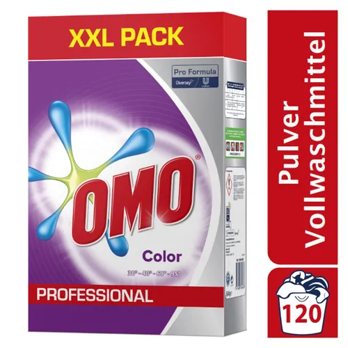 Diversey Omo Professional Color Waschpulver 8,4 kg - Waschmittel für bunte Wäsche, bietet intensive Reinigung und Farbpflege für strahlende Ergebnisse.