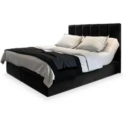 Masseno Boxbett BARINO 140x200 cm mit Bonell Matratze und Topper - Elegantes Kontinentalbett mit geräumigem Bettkasten, ergonomischer Bonell-Matratze und komfortablem Topper für erholsamen Schlaf und stilvolles Ambiente.