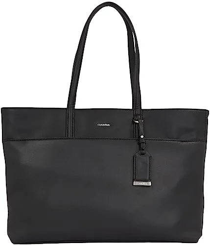 Calvin Klein Damen Tote Bag Tasche Shopper Mittelgroß, Schwarz (Ck Black), Onesize