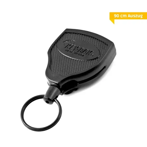 KEY-BAK Schlüsselrolle XXL / Super48 mit Gürtelclip – 90cm - Praktische Schlüsselrolle in Schwarz, ideal für den täglichen Einsatz. Ausziehbares Design sorgt für einfachen Zugriff, während der Gürtelclip sicheren Halt bietet.