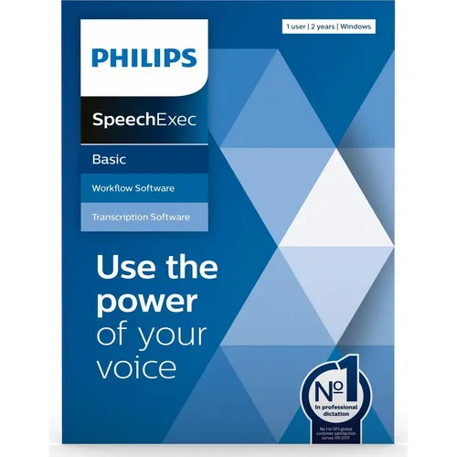 Philips Software SpeechExec 11 Basic - 2 Jahre Transkriptions-Box Abonnement, ideal für effiziente Diktate mit Fußschaltern