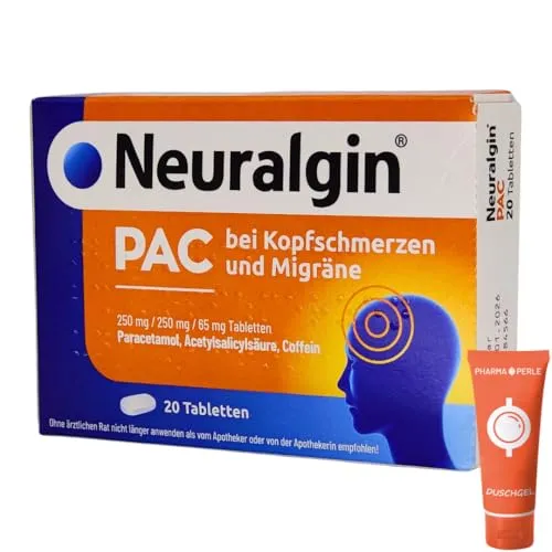 NEURALGIN PAC bei Kopfschmerzen und Migräne I 3-fach Kombi mit Acetylsalicylsäure, Paracetamol und Coffein I Sparset mit Pharma Perle give-away (1 x 20 St.)