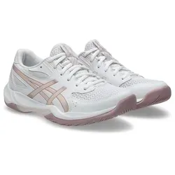 ASICS Hallenschuh "GEL-ROCKET 12" für Damen, Gr. 39, weiß/pink - Optimaler Hallenschuh für Handball und Volleyball. Mit individueller Schnürung, atmungsaktivem Obermaterial und hoher Dämpfung für Komfort und Bewegungsfreiheit.