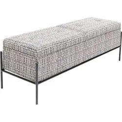 Kare Design Bank Storage, Schwarz/Weiß - Sitzbank mit 2 Fächern, eleganter Strukturstoff und robustem Stahlgestell, ideal für zusätzlichen Stauraum und Sitzgelegenheit im Flur oder Schlafzimmer.