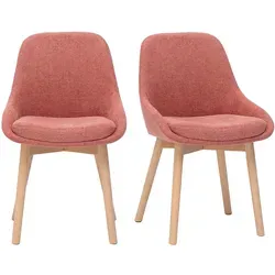 Skandinavische Stühle HOLO aus Terrakotta-Samt und Massivholz (2er Set) - Bürostühle im skandinavischen Design, kombiniert mit samtartigem Strukturstoff und stabilen Buchenholzbeinen für maximalen Komfort und Stil in Ihrem Essbereich.