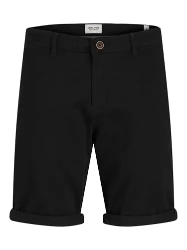 JACK & JONES Herren Bowie Feste Stretchstof Chino-Shorts - Schwarz - L - Herren-Shorts aus weichem, leistungsstarkem Stretchstoff für perfekten Sitz und ganztägigen Komfort. Ideal für lässige und formelle Anlässe.