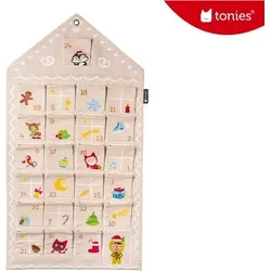 Tonies 10002270 Adventskalender Lebkuchenhaus - Beige - Adventskalender für Kinder ab 3 Jahren, mit 24 aufgenähten Falttaschen für individuelle Geschenke und Überraschungen. Hochwertiger Baumwollstoff sorgt für Langlebigkeit und Freude in der Vorweihnachtszeit.