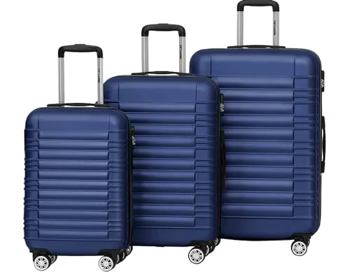 TRVLMORE Koffer & Trolleys - Koffer Set - Kofferset 3 Teilig Hartschale, Gepäck-Sets, Hartschalenkoffer Set, Reisekoffer Set, Koffer Set 3 Stück, Handgepäck Koffer 54x36x20cm Luggage, Blau