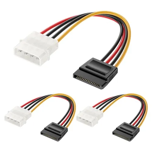 Cable Matters 3er-Pack 4-Pin Molex zu Sata StromKabel (Molex SATA Adapter Kabel, Sata zu Molex) - 15 cm