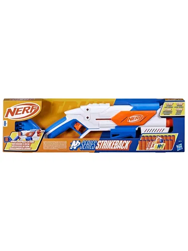 Hasbro Nerf N Series Strikeback - Dart-Blaster mit EXTREMER TREFFGENAUIGKEIT und 6-Dart-Innenmagazin, ideal für spannende Indoor- und Outdoor-Battles. Inklusive 18 Nerf N1 Darts für ununterbrochenen Spielspaß!
