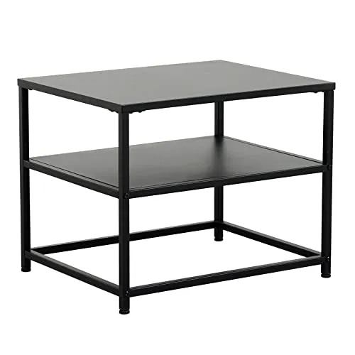 Industrial Beistelltisch DURA Steel 50cm schwarz - Beistelltisch aus pulverbeschichtetem Metall, kombiniert modernen Stil mit Industrial Flair, bietet zwei Tischplatten für viel Ablagefläche und ist ideal für Flur, Wohn- oder Schlafzimmer. Max. Belastbarkeit: ca. 20 kg.