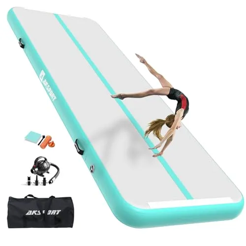 AKSPORT Air Matte Track Tumbling Matte,3/4/5/6m Aufblasbar Gymnastikmatte Turnmatte Tumbling Matten 10/20cm hoch mit Luftpumpe für Zuhause/Taumel/Turnhalle/Ausbildung/Cheerleading