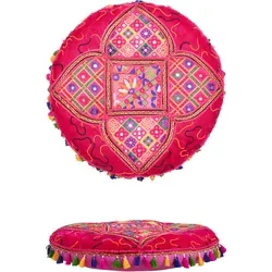 Marrakesch Orient & Mediterran Interior Pouf Bahri Pink - Hocker aus handgefertigter, recycelter Baumwolle, ideal als stilvolle Sitzgelegenheit oder Dekoration. einzigartig in Farbe und Design, perfekt für orientalisches Flair in Ihrem Zuhause.