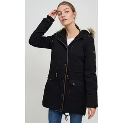 OXMO OXAnna Damen Winterparka mit Fellkapuze - Schwarz - XS - Stylischer Winterparka mit warmem Teddyfutter und abnehmbarer Kapuze. Ideal für kalte Tage, kombiniert Funktionalität und modisches Design. Zahlreiche Taschen bieten praktischen Stauraum.
