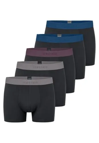 Schiesser Unterwäsche Boxershorts 95/5 Organic Cotton - 5er Pack Herren - Laufunterwäsche aus 95% Bio-Baumwolle für höchsten Tragekomfort. Elastisch und formstabil dank 5% Elasthan. Praktisches 5er-Pack mit modischen Farben für jeden Tag.