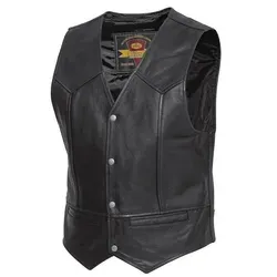 Held Biker Fashion Motorradweste Dillon - Schwarze Lederweste für Motorradfahrer, ausgestattet mit Druckknopf-Verschluss und mehreren Taschen für optimalen Komfort und Stauraum.