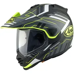 Arai Tour-X5 Trail Endurohelm - Matt Schwarz/Grau/Neon-Gelb - S - Motorradhelm mit neuem VAS-A Visiersystem für optimale Abgleitfähigkeit und erweiterte Belüftung. Ideal für Abenteuer auf der Straße, im Gelände oder bei Langstreckenfahrten.