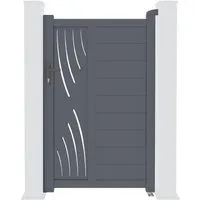 Casanoov Gartentür VELETA 1M mit 2 Alu Pfosten - Praktisches Set mit grauer Gartentür (103cm x 161cm) und zwei Aluminium Pfosten (190cm). Ideal für eine stilvolle und langlebige Lösung im Außenbereich.
