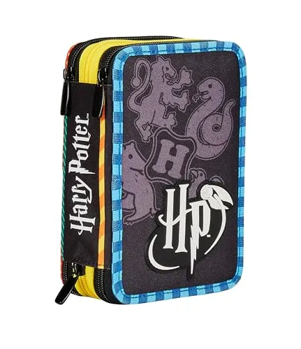Seven Harry Potter Mäppchen, Mehrfarbig, Federtasche für Schreibwaren, Etui mit Stiften, Kugelschreiber, & mehr, 3 Fächer, Mädchen & Jungen, Schule - Grundschule, XXL
