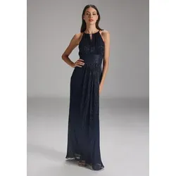 SWING Kleid in Dunkelblau - Größe 38 - Elegantes, glitzerndes Kleid mit schmalen Trägern und tailliertem Schnitt, ideal für besondere Anlässe. Reißverschluss am Rücken für einfaches Ankleiden.