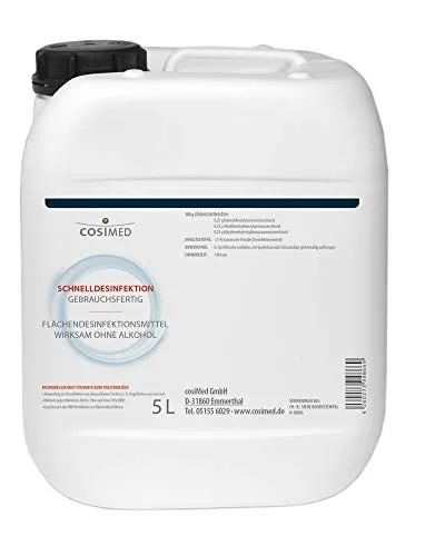 cosiMed Schnelldesinfektion 5 l - gebrauchsfertig - Praktische 5 l Flasche für die schnelle Desinfektion. Ideal für den professionellen Einsatz in Einrichtungen, wo Hygiene wichtig ist.