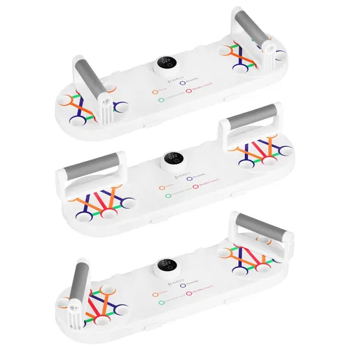 HMS DBP03 Smart Push-Up Board mit IR-Zähler – 14 Positionen, 150 kg Tragkraft - Das HMS DBP03 Smart Push-Up Board verwandelt dein Training mit automatischer Wiederholungszählung und 14 farbcodierten Griffpositionen für gezieltes Muskeltraining. Ideal für effektives, strukturiertes Bodyweight-Training.
