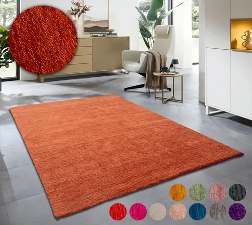 Wollteppich OTTO HOME "Karchau", orange (terracotta) 40x60 cm - Der Wollteppich "Karchau" von OTTO HOME kombiniert stilvolles Uni-Design mit praktischen Eigenschaften. Ideal für ein angenehmes Raumklima und Fußbodenheizungen. Pflegeleicht und robust für den täglichen Einsatz.