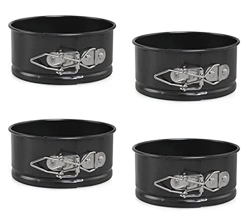 xocome Mini Kuchenformen Rund Set, 4 Zoll Springform Kuchenform mit abnehmbarem Boden Antihaftbeschichtung, für Käsekuchen, Torten und Quiches 4 Stück