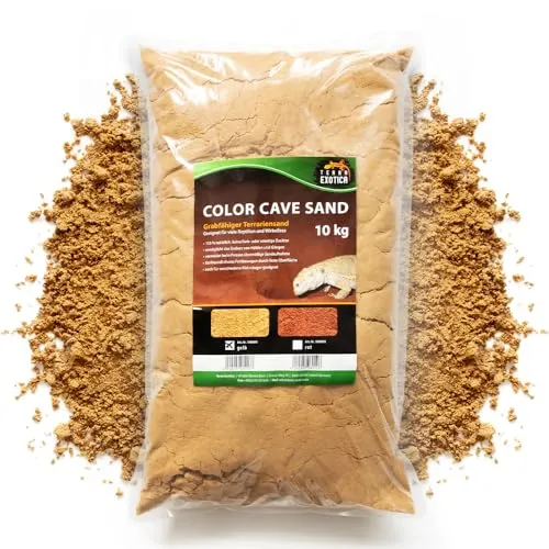 Terrarium Sand Color Cave Sand gelb in 5, 10 und 25 Kg - natürlicher, grabfähiger Sand zum Bauen von Höhlen und Verstecken - für Reptilien, Wirbellose & versch. Kleinsäuger (10 Kg)