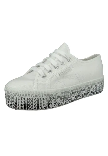 Superga Sneaker S111TPW 2790 COTU Minilettering A69 White black - Laufschuhe mit durchgehendem Plateau von Superga, ideal für modische Looks und hohen Tragekomfort dank abriebfester Gummisohle.