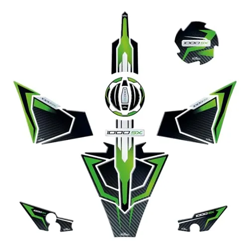 Resin Bike Kit Aufkleber Motorrad Kompatibel Mit Kawasaki Ninja 1000 SX 2024. Schutz Motorrad Tank-Schutzfolie vor Stößen und Kratzern. Kit Aufklebersatz 3D-Harzklebstoff - Stickers Made in Italy