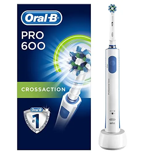 Oral-B PRO 600 CrossAction - Elektrische Zahnbürste mit Timer, entfernt bis zu 100% mehr Plaque für eine gründliche Mundpflege