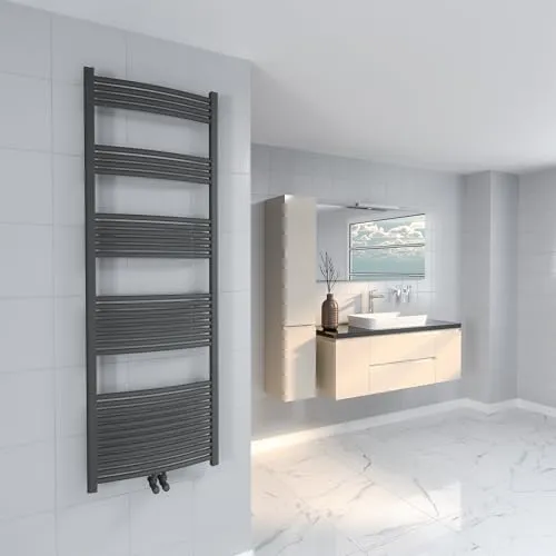 Lojimax Design Badheizkörper Badezimmer Heizung Opus, Breite * Höhe & Farbe:600 * 1800 in Anthrazit, Form/Anschluss/Leistung:Gerade/Mittel / 994W