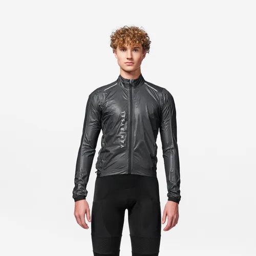 Regenjacke langarm Rennrad Racer ultralight Herren schwarz