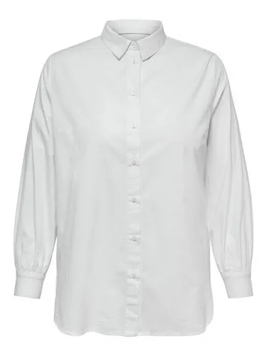 ONLY CARMAKOMA Damen Carnora New L/S Shirt Wvn Noos Bluse, Bright White, 44 - Bluse in CURVY Größe für Damen, aus 100% Baumwolle, mit klassischem Kragen und lange Arme mit Manschetten – perfekt für einen eleganten Look.