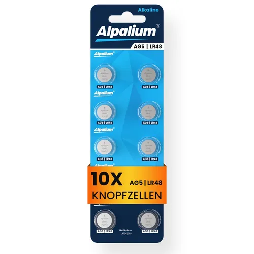 AG5 LR48 Knopfzelle Uhrenbatterien 754 Alpalium Alkaline Batterien 10 Stück